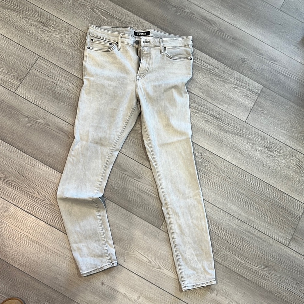 Men’s express jeans light grey size 34x32 hyper stretch skinny Jean